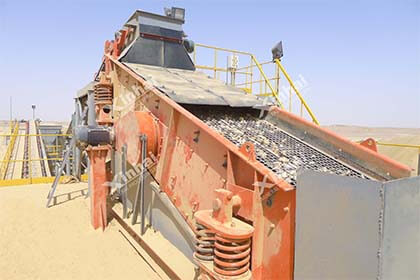 A round vibrating screen is working in a  mineral processing plant miningpedia